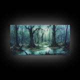 Victorian Swamp Painting Canvas print, Dark and Moody Victorian Gothic Wall Art, Mood Setting Living Room Wall Art, Dark Academia Art
