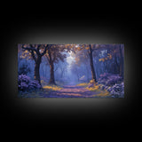 The Path Through The Forest, Framed Canvas Print, Fantasy Landscape Painting, Wood Framed Home Decor, Above Sofa Living Room Wall Art