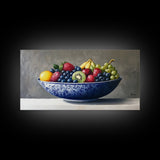 Still Life Oil Painting Print of Fruit in a Bowl, Framed Canvas Print, Victorian Oil Painting Still Life, Kitchen Wall Art, Kitchen Decor