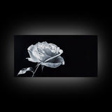 Large White Rose Painting Canvas Print, Flower Painting, Floral Decor, Moody Centerpiece Painting, Above Mantle Wall Art, Above Sofa Wall Art