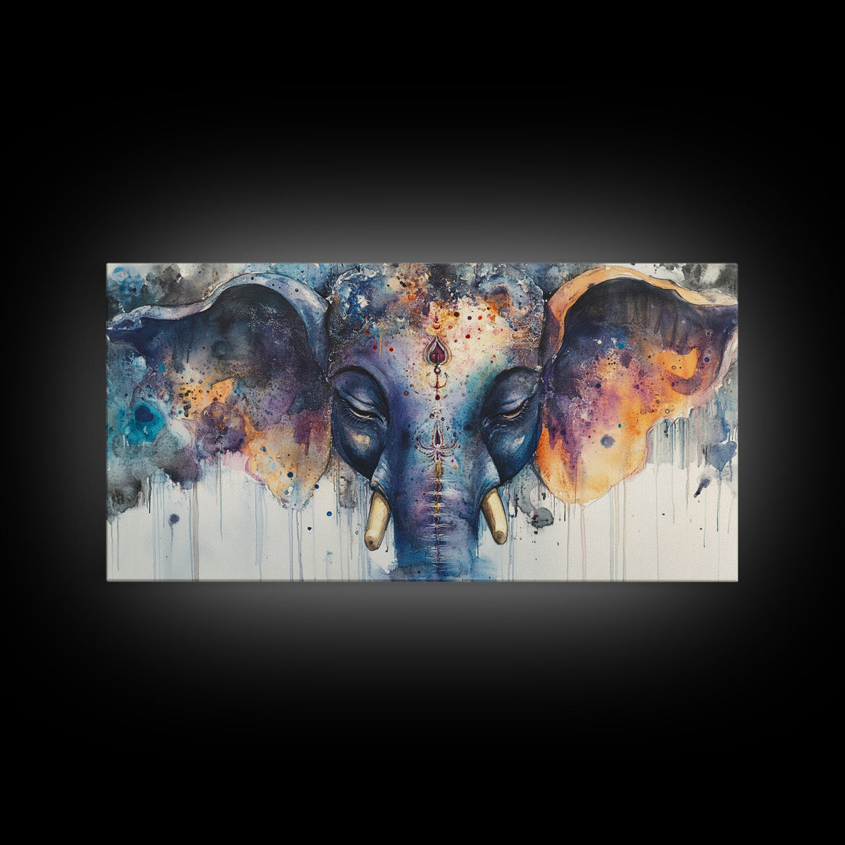 Ganesh Wall Art - Framed Canvas Print - Indian Wall Art - Ready To Hang - Hindu Wall Art - Hindu Painting - Ganesh Painting