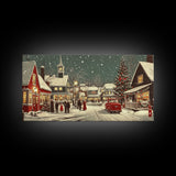 Funky Christmas Village Wall Art Oil Painting Print, Christmas home Decor, Christmas Art, Ready To Hang Painting, Christmas Painting