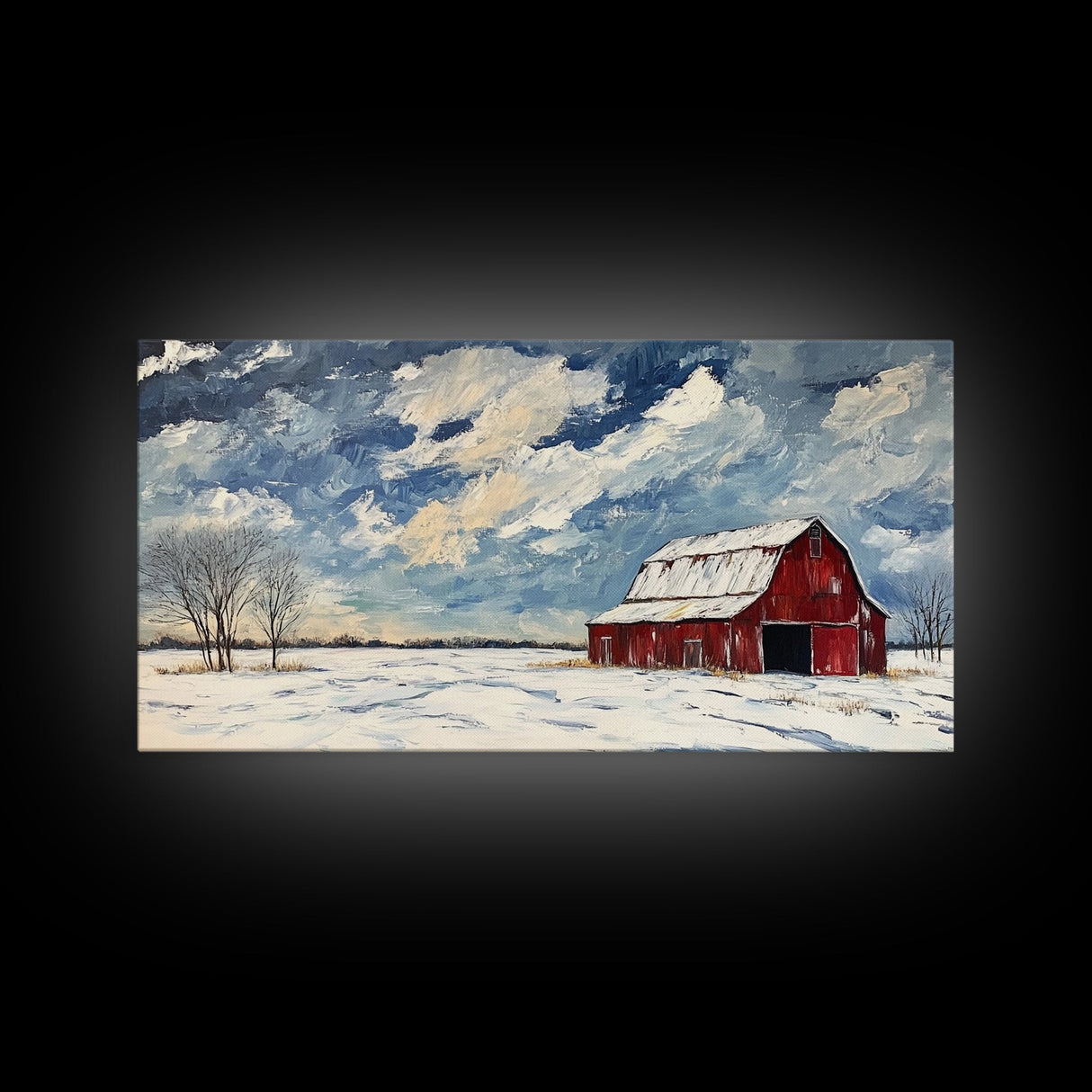 Rustic Barn Wall Art, Panoramic Farmhouse, Farmhouse Wall Decor, Old Barn Painting Canvas Print, Wood Background Rustic Wall Decor