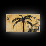 Palm Tree Abstract Painting Print, Coastal Decor, Framed Canvas Ready To Hang, Nautical Painting, Coastal Home Decor, Living Room Palm Tree Art