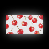 Preppy Cherry Wall Art Framed Canvas Print - Kitchen Wall Art - Dining Room Wall Art - Loft Decor - Cute Wall Art - Cutesy Home Decor