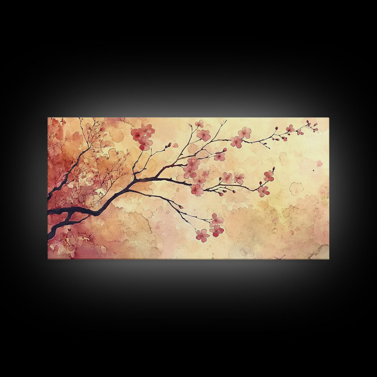 Original Floral Exquisite Canvas Wall Art, Cherry Blossoms, Wabi Sabi Decor, Boho Home Decor, Boho painting, Original Painting Print
