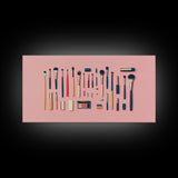Makeup Brushes Framed Canvas Print - Makeup Wall Art - Preppy Dorm Room Decor