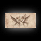 Guardian Angel Wall Art, Angel Painting Canvas Print, Angel Sketch, Angelic Home Decor, Christian Art, Christianity Home Decor