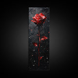 Red Rose Painting Framed Canvas Print, Gothic Art Dark Romance Painting, Tall Skinny Art Bedroom Decor, Moody Art Christmas