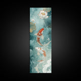 Wabi Sabi Koi Fish Framed Canvas Print, Koi Fish Painting, Elegant Art, Tall Art, Narrow Art, Accent Piece, Japanese Style Art