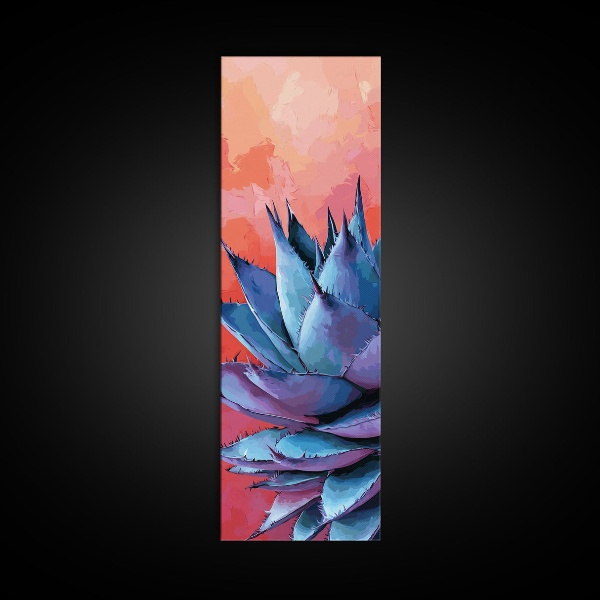 Blue Agave at Sunset Canvas Print Pink Orange Wall Art Coastal Decor Desert Botanical Prints Boho Art Bedroom Decor