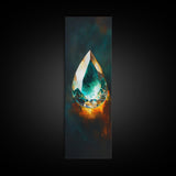 Blue Green Gemstone on Fire Canvas Print Abstract Sacred Geometry Art Moody Wall Art Unique Bedroom Decor Statement Piece