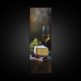 Framed Canvas Print Cheese and Wine Kitchen Art Farmhouse Decor Food Review Wall Art Culinary Kitchen Print
