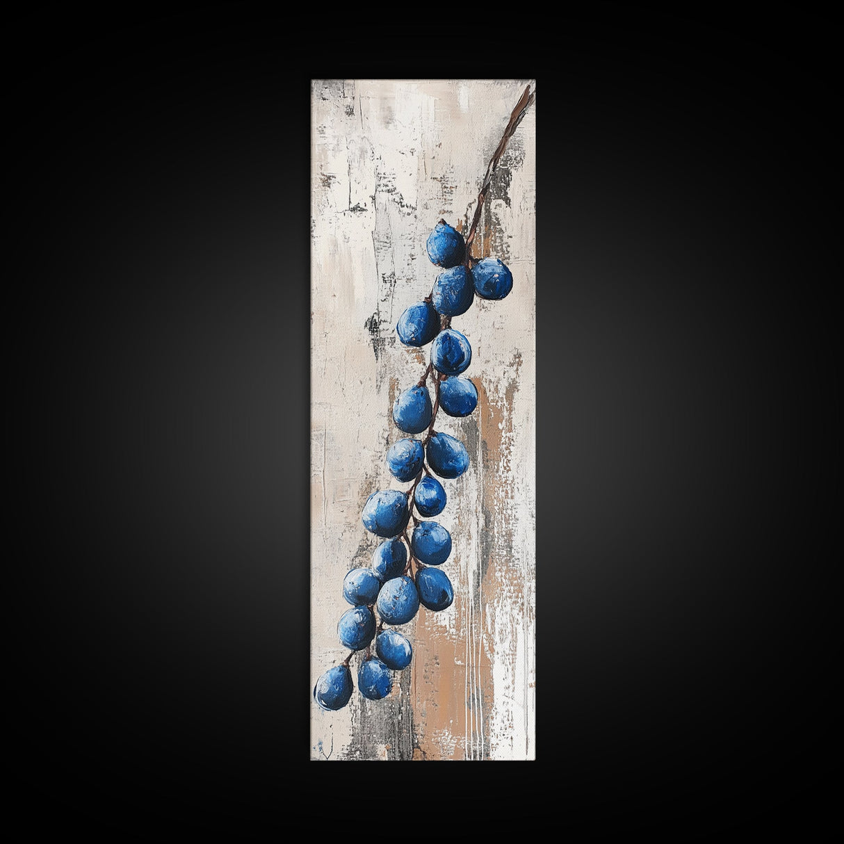 Framed Canvas Print Blueberries Still Life Painting Rustic Wall Art Botanical Prints Food Review Kitchen Art