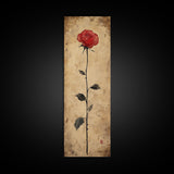 Framed Canvas Print of Elegant Red Rose, Botanical Art, Rustic Wall Art, Gift Idea, Minimalist Nature Art, Above Bed Wall Art