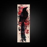 Framed Canvas Print Rustic Bird Art Southwest Style Raven Painting Tall Narrow Art Statement Piece Bedroom Art Halloween Fall Decor