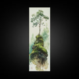 Framed Canvas Print Serene Tree Art Nature-Inspired Decor Wabi Sabi Art Botanical Print Calm Green Tones Above Couch Art Minimalist Decor