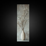 Framed Canvas Print Tall Skinny Art with Rustic Wildflower Painting, Botanical Wall Art, Wabi Sabi Art, Living Room Decor, Gift Idea Her