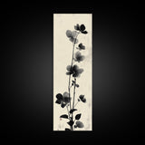 Framed Canvas Print Cherry Blossom Painting Black and White Floral Art, Wabi Sabi Decor, Japanese-Inspired Wall Art, Skinny Canvas Gift