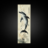 Canvas Print Dolphin Painting Coastal Nautical Wall Art with Splash Effect, Living Room Above Sofa Art, Bedroom Decor, Coastal Art Print
