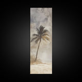 Framed Canvas Print Moody Palm Tree Painting, Coastal Landscape Art, Wabi Sabi Art, Above Sofa Wall Decor, Rustic Beach Scene Print