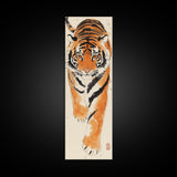 Framed Canvas Print Intense Tiger Painting, Wild Animal Art, Bold Orange Wall Decor, Living Room Above Sofa Art, Unique Gift Idea