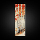 Canvas Print Japanese Birch Trees in Autumn, Traditional Wabi Sabi Art, Rustic Decor Above Bed Wall Art, Cozy Fall Living Room Decor