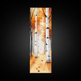 Autumn Birch Trees Framed Canvas Print – Rustic Decor, Tall Narrow Art, Cozy Fall Vibes, Birch Tree Art, Living Room Art, Above Bed Wall Art