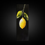 Minimalist Lemon Art Botanical Print on Black Canvas, Framed Option Available, Living Room Decor, Citrus Art, Modern Kitchen Wall Art