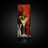 Classic Olive Martini Glass, Retro Bar Art, Espresso Martini Wall Art, Mid-Century Vibe Canvas Print, Moody Kitchen Decor