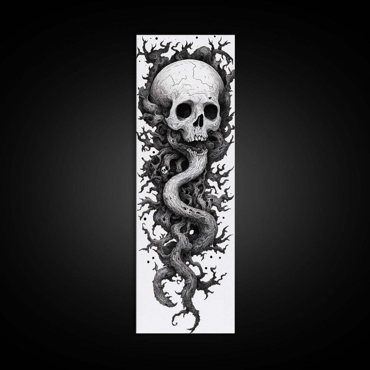 Cosmic Horror Wall Art Framed Canvas Print, Skull Art, Skull Painting Print, Skull Wall Art, Halloween Decor
