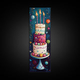 Cute Painting Print of a Birthday Cake - Framed Canvas - Preppy Dorm Room Decor - Wedding Decor - Birthday Cake Wall Art - Kitchen Decor