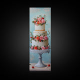 Wedding Decor Painting Print of a Wedding Cake - Framed Canvas Print - Wedding Decorations - Wedding Art - Tall Skinny Wall Art - Narrow Art