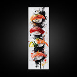 Abstract Art For Kitchen - Framed Canvas Print - Sushi Painting - Sushi Art - Kitsch Kitchen Wall Art - Tall Skinny Art - Narrow Wall Art - Kitchen Decor