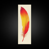 Red and Orange Feather Painting Print - Boho Wall Art - Framed Canvas Print - Tall Skinny Art - Minimalist Home Decor - Rustic Decor