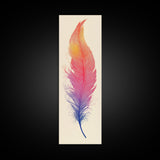 Funky Feather Painting Print - Framed Canvas - Home Decor - Tall Narrow Art - Feather Wall Art - Southwestern Decor