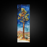 Joshua Tree Under a Starry Night Sky, Framed Canvas Print, Watercolor Landscape Painting Print, Southwestern Wall Art, Farmhouse Painting