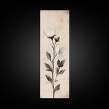 Sketch of a Flower Canvas Print, Wood Framed Wall Art, Flower Painting, Flower Decor, Floral Botanical Wall Art, Flower Print Narrow Art