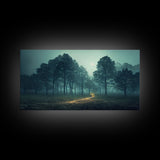 Gloomy Spooky Forest, ready to hang canvas print wall art, Lakehouse Cabin Wall Decor