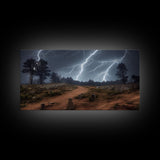 Gloomy Haunted Graveyard At Night, Lightning Storm, Halloween Cemetery Art, ready to hang canvas print wall art