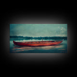 Painting of a Canoe, Lakehouse Art, ready to hang canvas print wall art, framed canvas wall art, mancave wall art