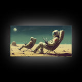 Alien Astronauts On Vacation, Canvas Wall Art, Space Art, Ready To Hang Canvas Print, Gift For Him, Gamer Room Art, Large Wall Decor