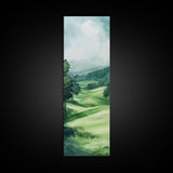 Watercolor Mountain Art Canvas Print Rustic Landscape Art Above Bed Wall Art Extra Wide Art Vertical Wall Art Green Wall Art Gift