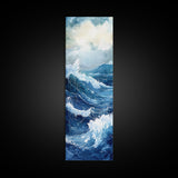 Ocean Waves Canvas Print Coastal Wall Art Nautical Decor Seascape Painting Above Bed Art Living Room Art Blue Green Wall Gift