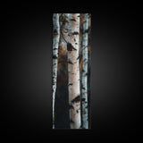 Birch Tree Forest Framed Canvas Print Rustic Wabi Sabi Woodland Art Minimalist Bedroom or Living Room Fall Wall Art Decor