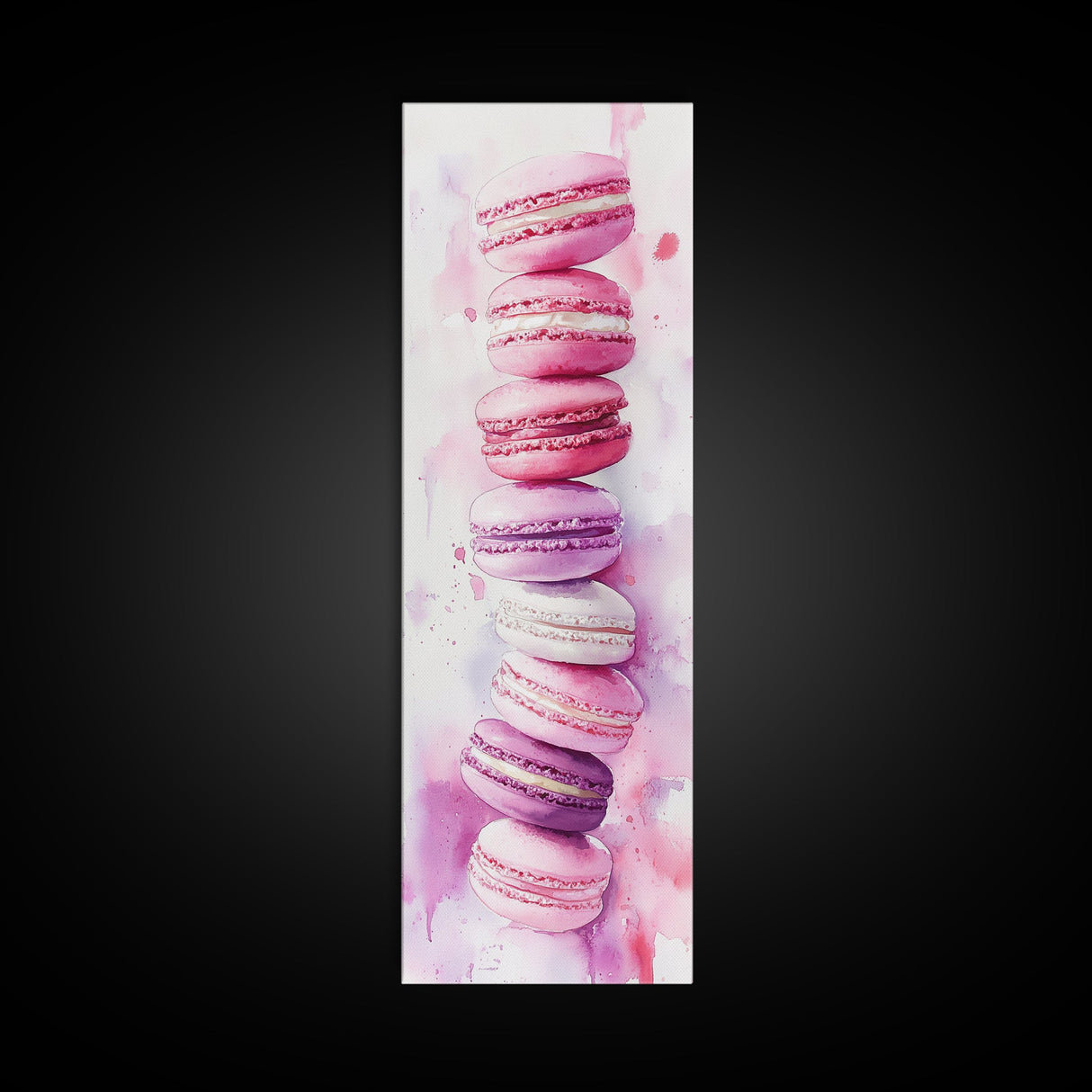 Macaron Art Canvas Print Food Review Kitchen Art Pink Orange Wall Art Whimsical Art Dessert Painting Gift Idea Kitchen Rustic