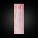Delicate Bridal Veil Framed Canvas Print Feminine Pink Wall Art Wabi Sabi Minimalist Romantic Bedroom Artwork Unique Wedding Gift Idea