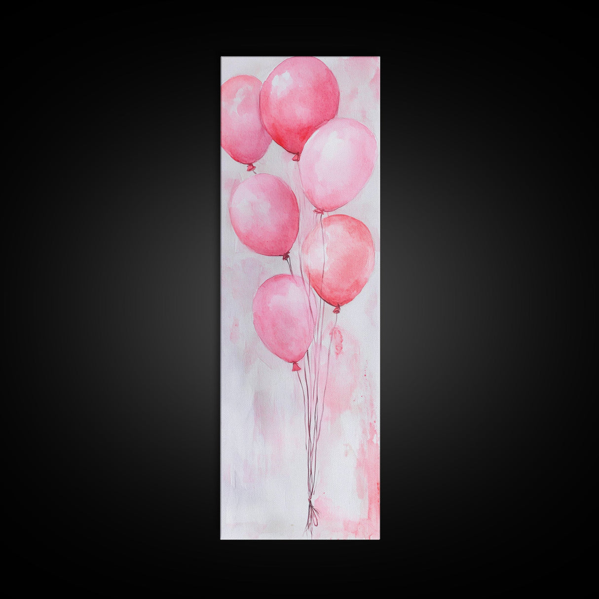 Pink Balloons Wall Art Framed Canvas Print, Light Pink Whimsical Art Vertical Decor, Fun Minimalist Wall Art for Living Room and Dorm