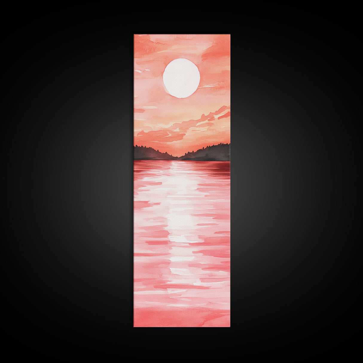 Sunset Canvas Print Coastal Landscape Art Rustic Decor Horizontal Wall Art Bedroom Gift Idea Light Pink Aesthetic Nature Painting