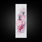 Perfume Bottle Art Framed Canvas Print Light Pink Wall Art Botanical Prints Bedroom Art Minimalist Decor Living Room Gift Idea